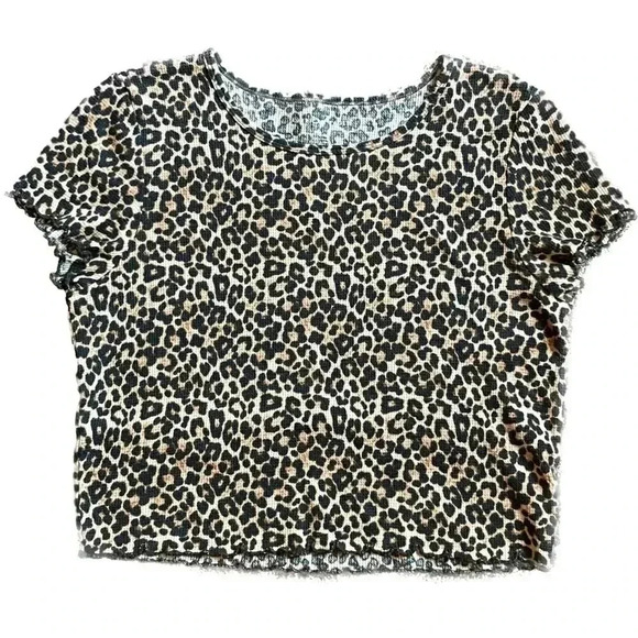 American Eagle Leopard Print Crop Top Size Large - Picture 2 of 7